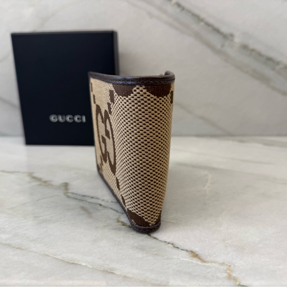 Gucci Jumbo GG Canvas and Leather Bifold Wallet Beige Brown - Picture 2 of 10